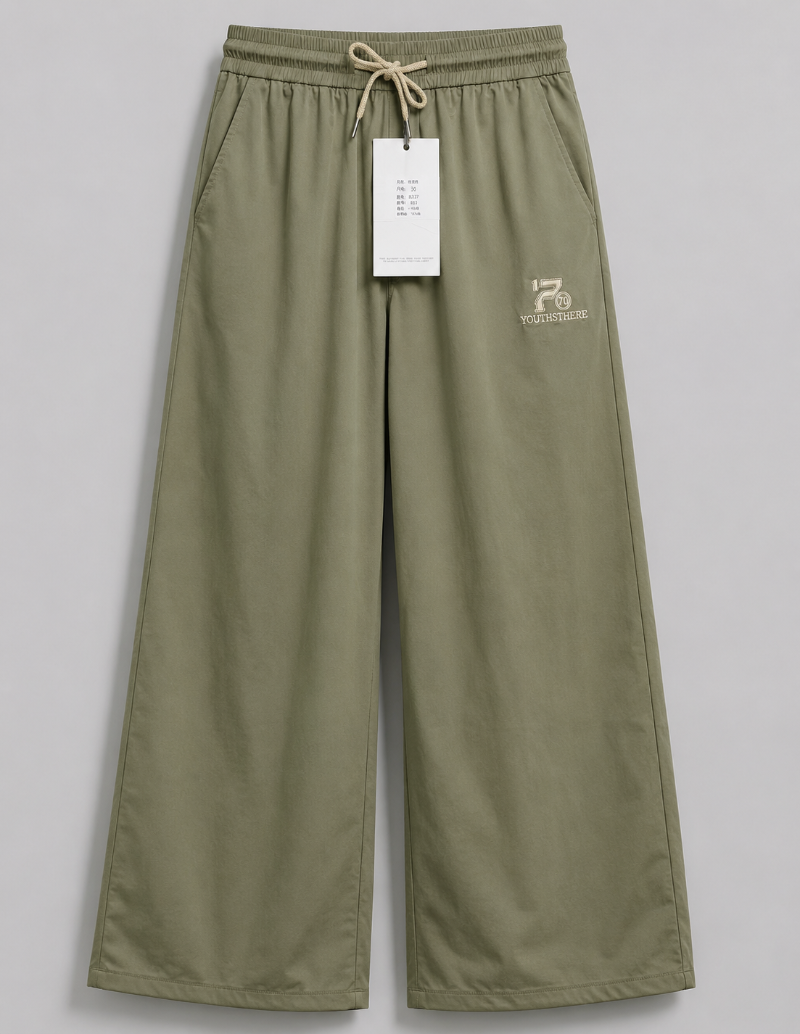 Baggy Trouser 100% imported cotton fabric, premium quality stitching, and deep side pockets in olive Green Colours.