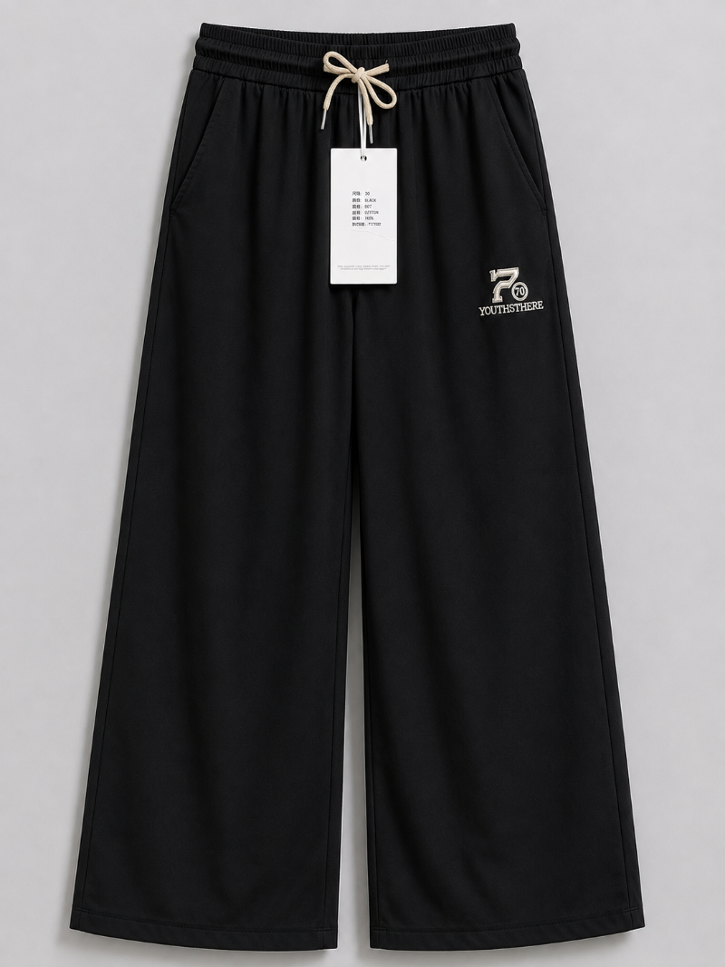 Baggy Trouser 100% imported cotton fabric, premium quality stitching, and deep side pockets in Pure Black Colours.