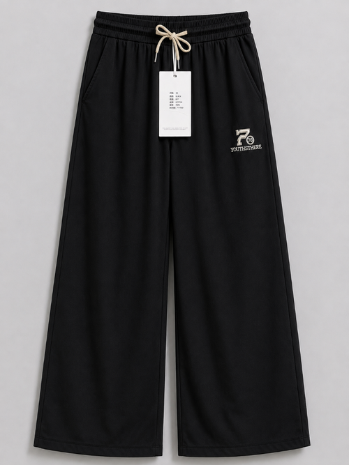 Baggy Trouser 100% imported cotton fabric, premium quality stitching, and deep side pockets in Pure Black Colours.