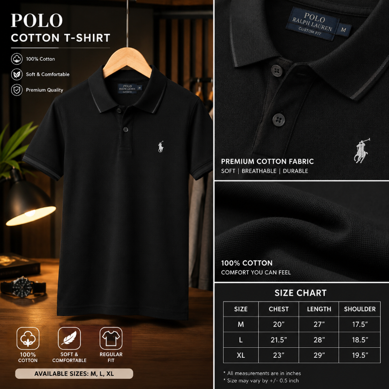 Black Polo Ralph Lauren cotton polo shirt .