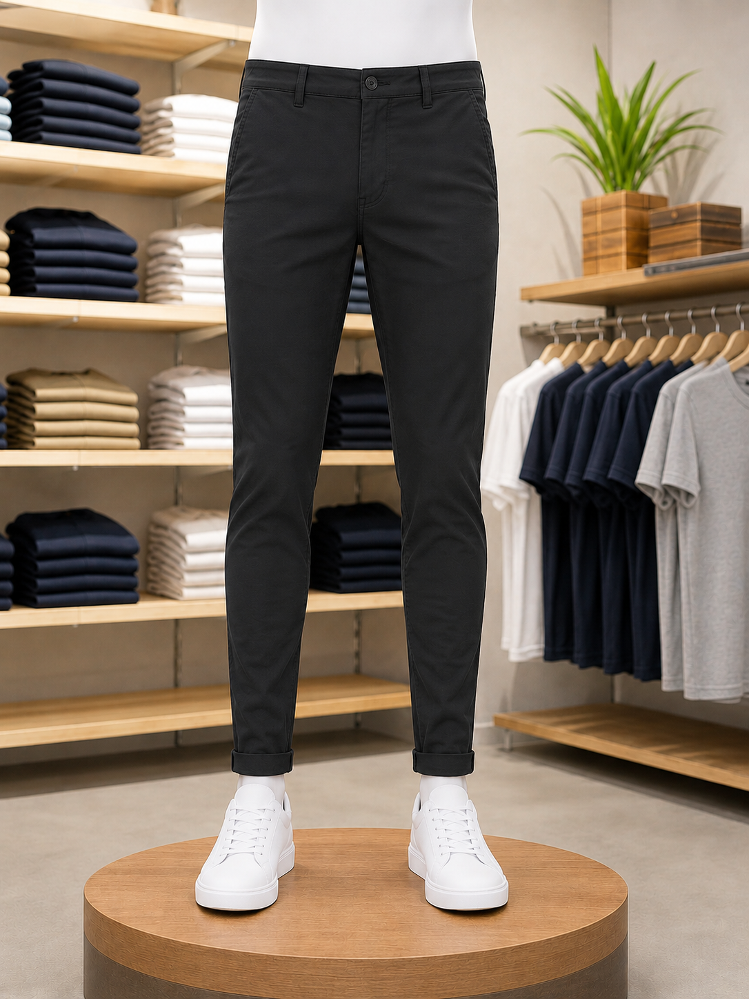 'UM-COLLECTION PREMIUM GARMENTS' and 'PREMIUM Cotton CHINOS Pents 100% cotton, premium fabric, and soft comfort.