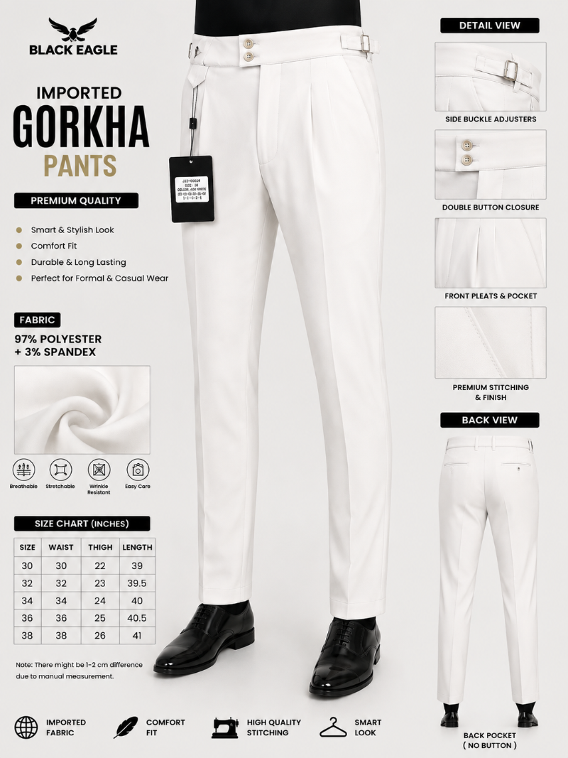 White 100% imported Gorkha pants.